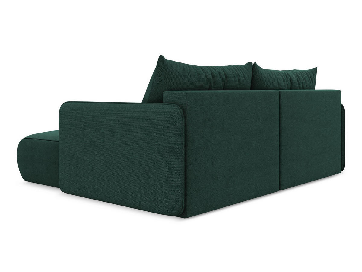 ECKSOFA mit Schlaffunktion Strukturstoff Stoff Grün - Dunkelgrün/Schwarz, Kunststoff/Textil (207/148cm) - Makamii