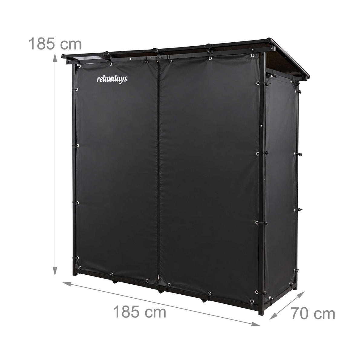 SUPORT LEMNE Negru oțel cu acoperiș 185x185x70 cm - negru, material plastic/metal (185/185/70cm) - Relaxdays