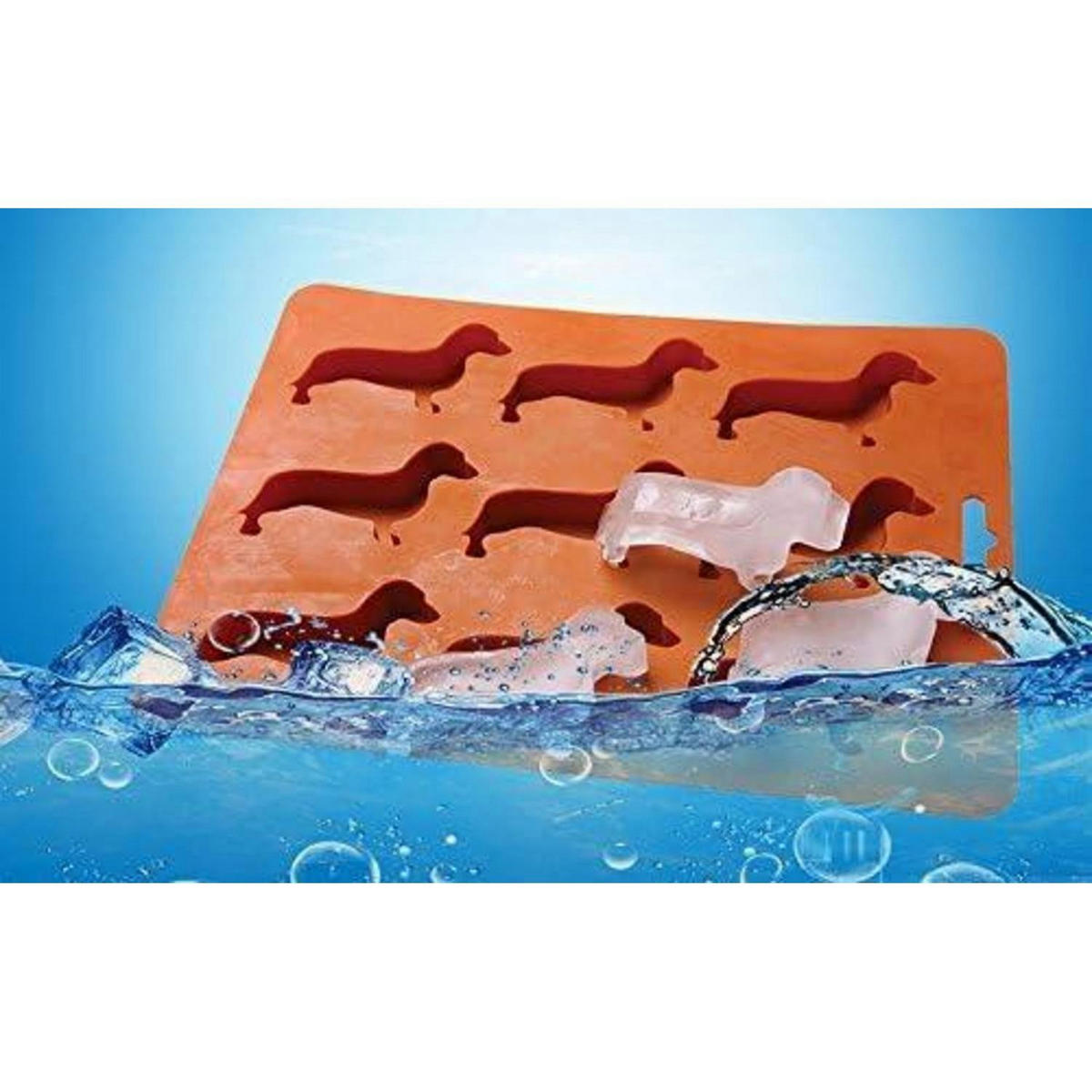 EISWÜRFELFORM 9 Stück Dackel Silikon Orange - Orange, Kunststoff (14/2/21.8cm)