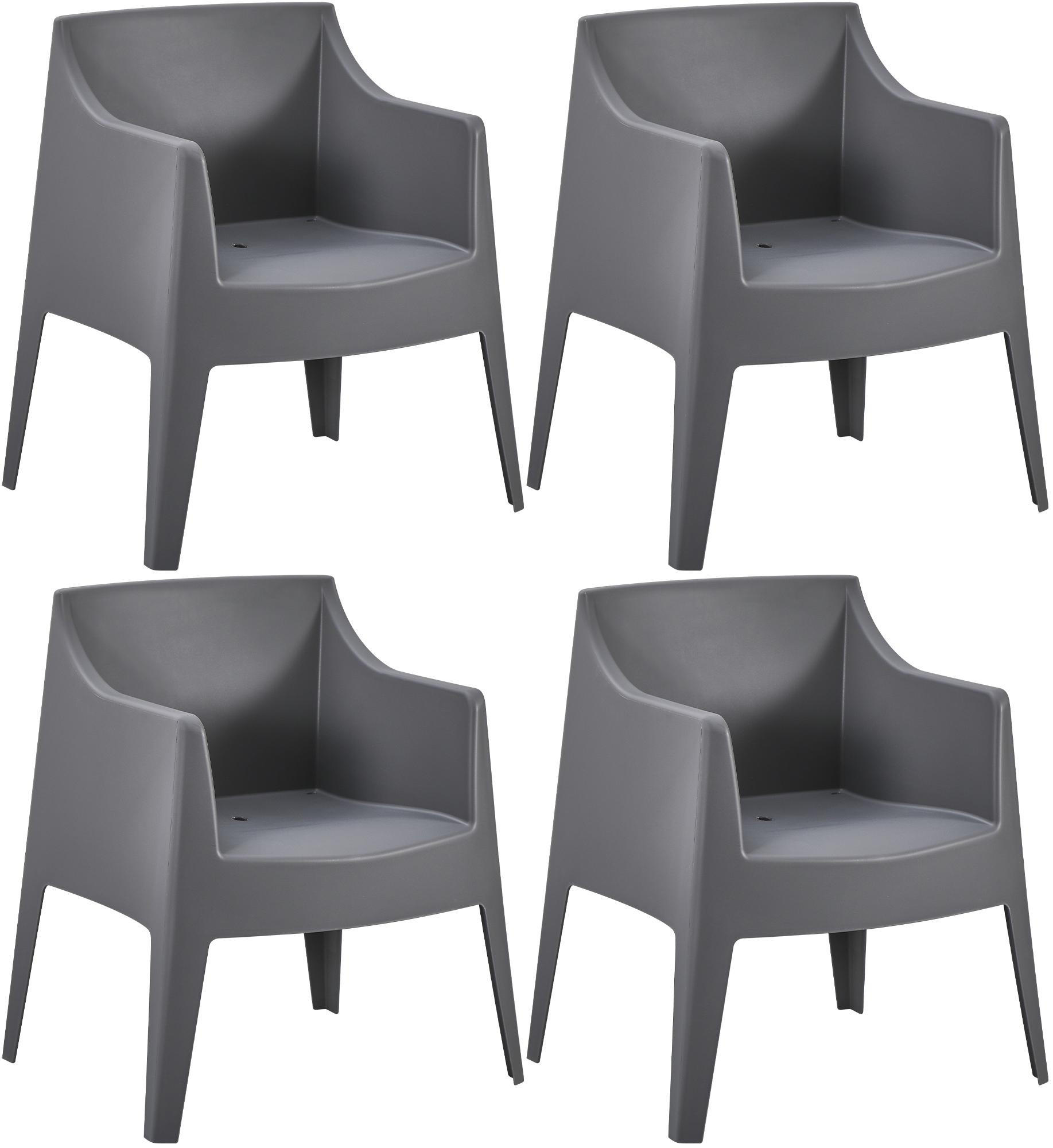 GARTENSTUHL Henri 4er Set 73x57x78cm Kunststoff Dunkelgrau Stapelstuhl - Dunkelgrau, Kunststoff (73/78/57cm) - DELUKE
