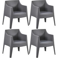 GARTENSTUHL 4er Set Kunststoff Dunkelgrau - Dunkelgrau, Kunststoff (73/78/57cm) - CLP