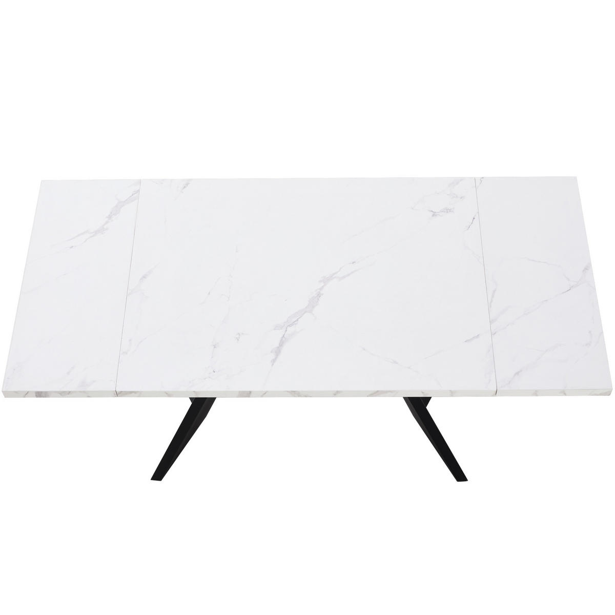 JÍDELNÍ stůl 99-159/74/77 cm s rozkládací deskou, mramorovým dekorem a stabilními nohami, Bílá/Černá - bílá, kompozitní dřevo (159/74/77cm) - Redom