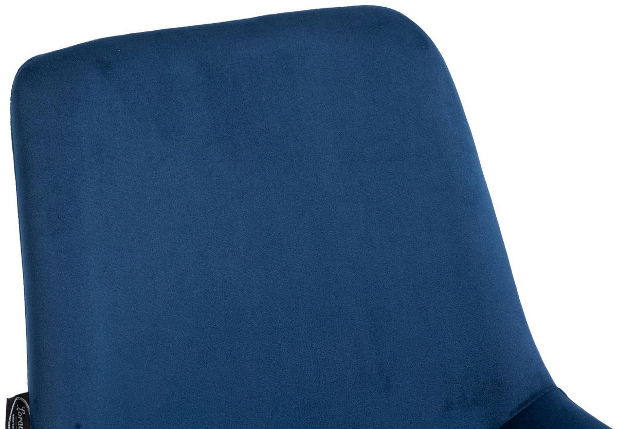 STUHL 4er Set Samt blau - Blau/Schwarz, Textil/Metall (51/80/60cm) - CLP