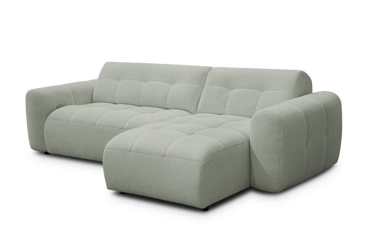 ECKSOFA LUMERO 4-Sitzer RECHTS, hellgrün - Schwarz/Hellgrün, Holz/Textil (275/166cm) - Courtois Laville