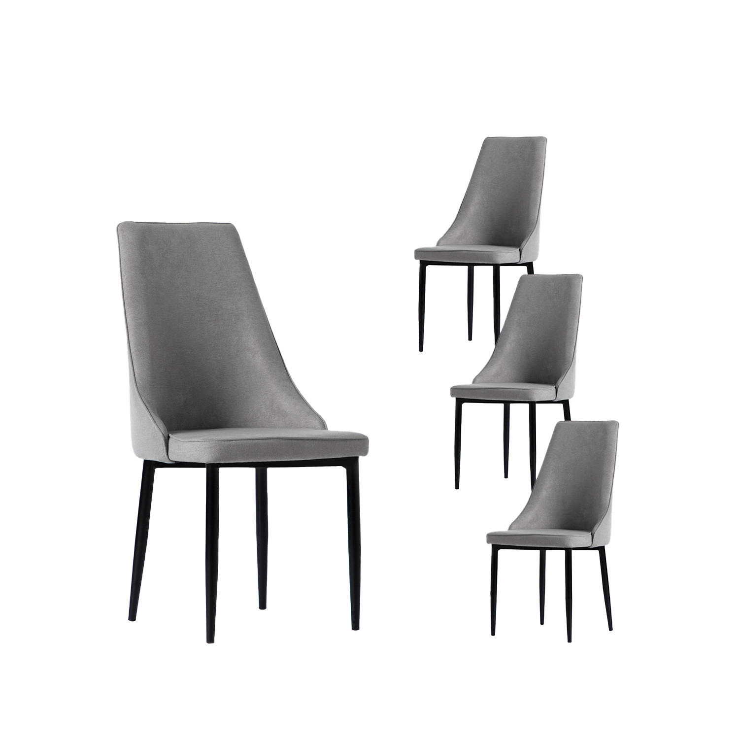 ESSZIMMERSTUHL Agnes Grau 45 cm x 95 cm 4er-Set - Grau, Textil (45/95/65cm) - Klast Home