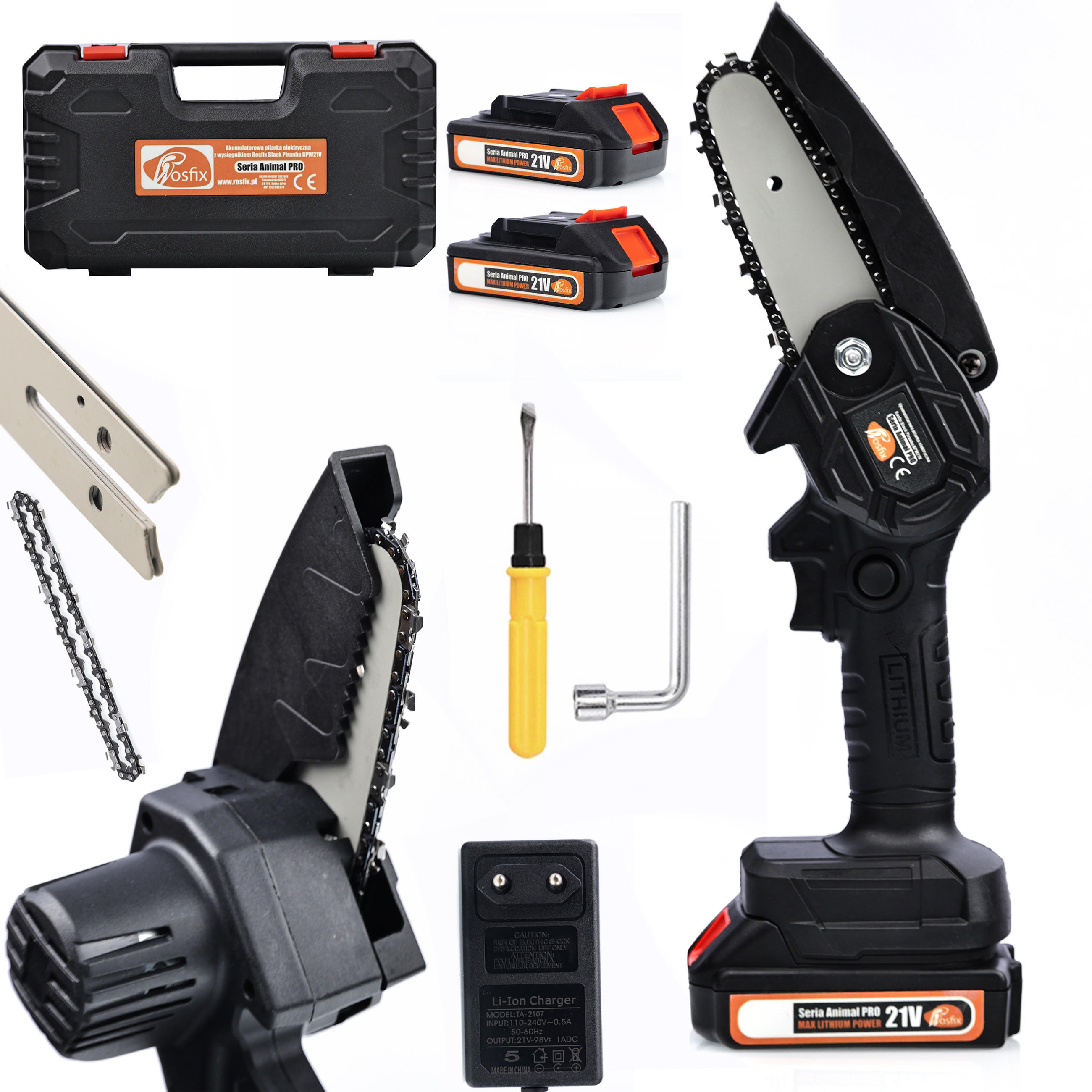AKKU-KETTENSÄGE BPW21V Set - 21 V, 800 W, 4" Schiene, 2x 3000 mAh Akku, Teleskopstange 220 cm - Multicolor, Kunststoff/Metall (10/10/10cm)