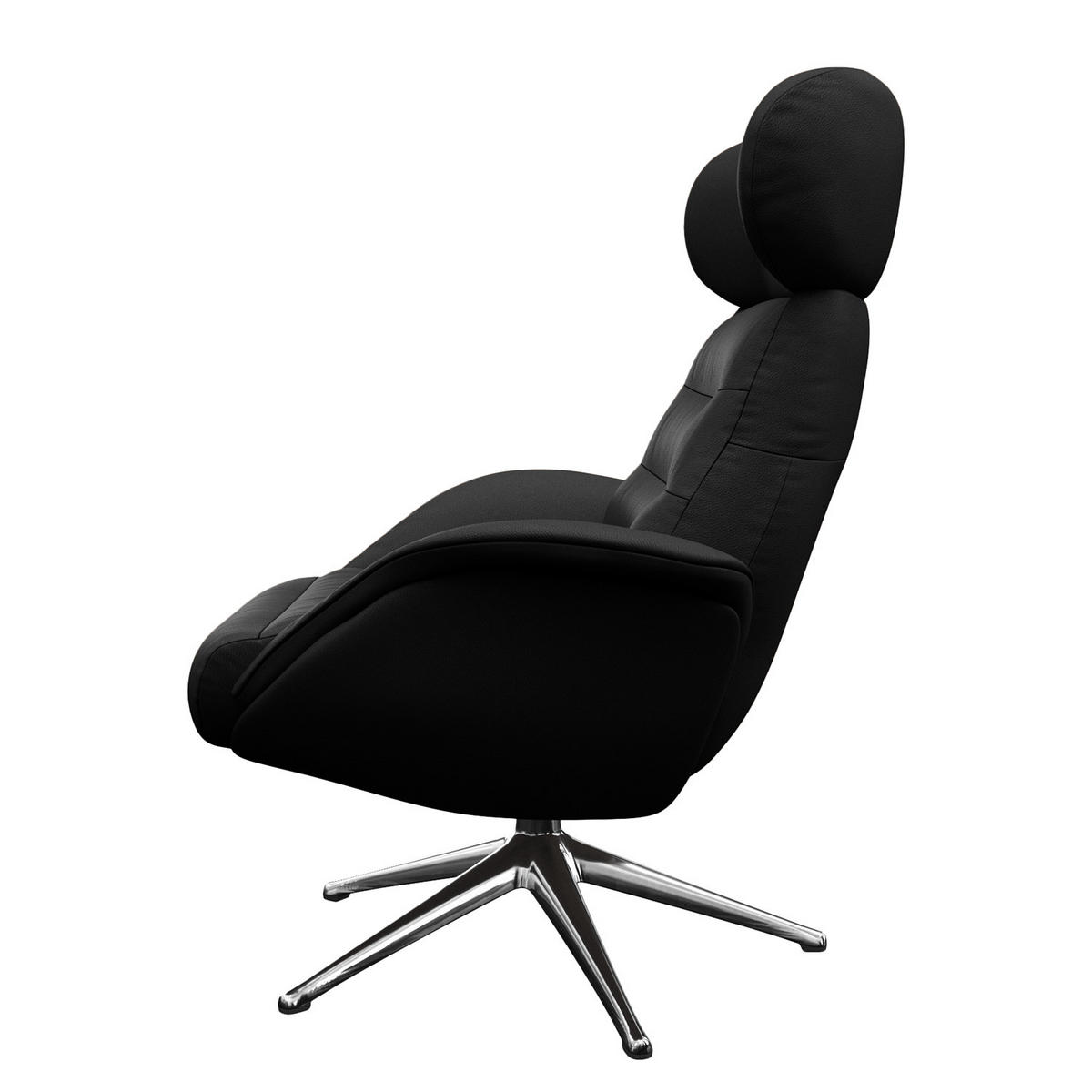 RELAXSESSEL - Schwarz, Leder/Metall (90/107/90cm) - home24