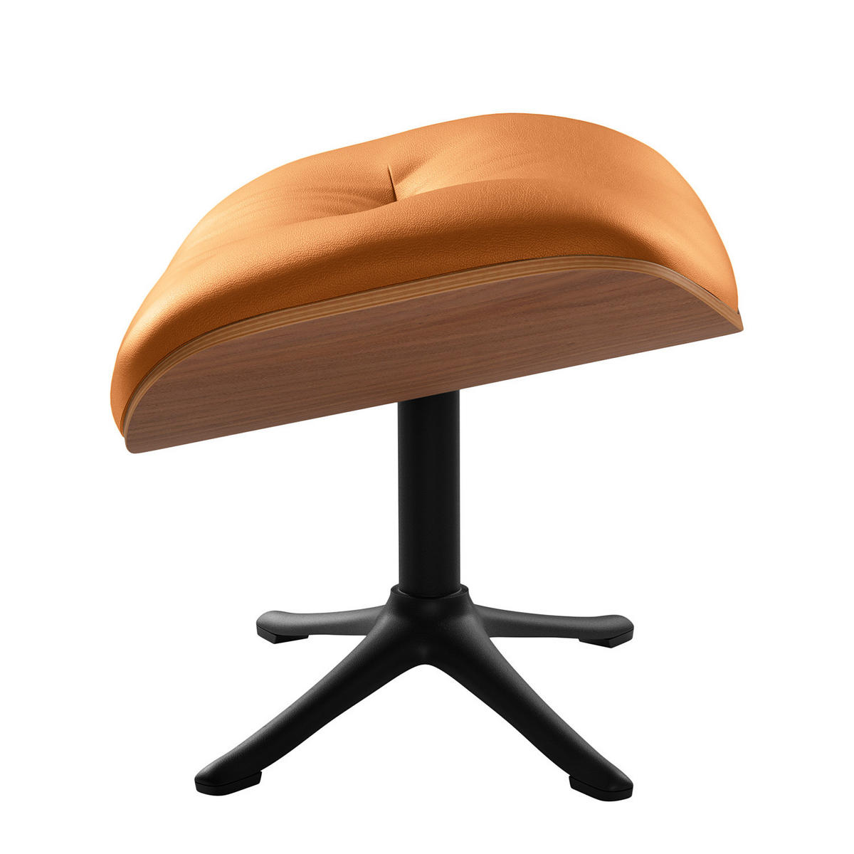 POLSTERHOCKER - Cognac/Schwarz, Leder/Metall (44/39/42cm) - home24