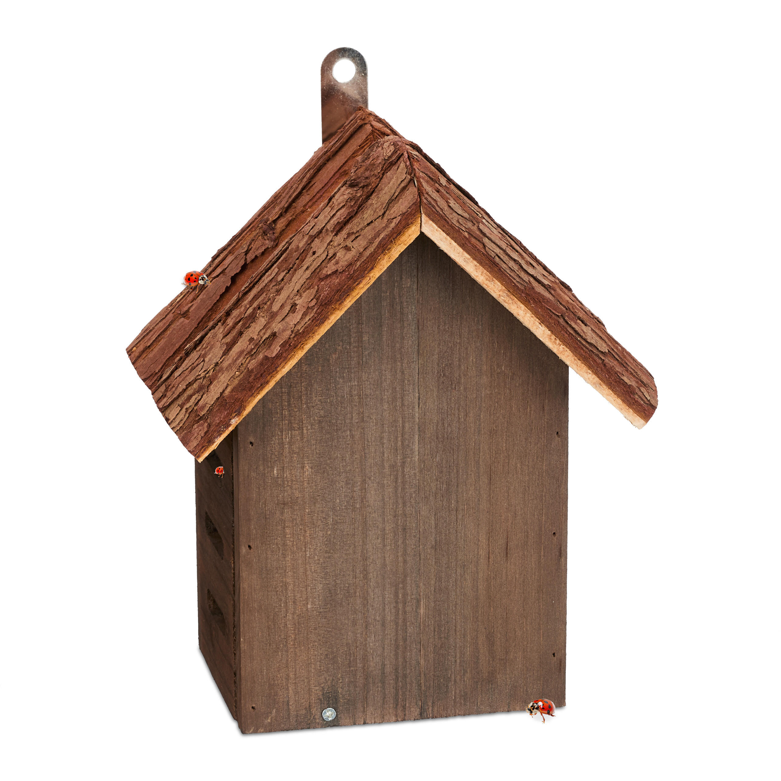 MARIENKÄFERHAUS - Braun, Holz (18/22/12cm) - Relaxdays