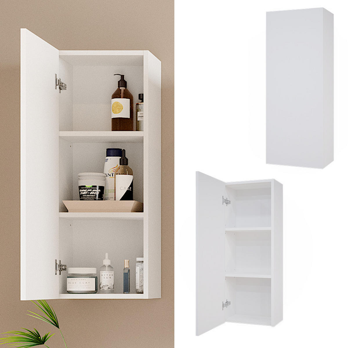 BADSCHRANK Gloria Weiß 33 x 84 cm mit 2 Regalböden - Weiß, Holzwerkstoff (33/84/21.6cm) - Vicco