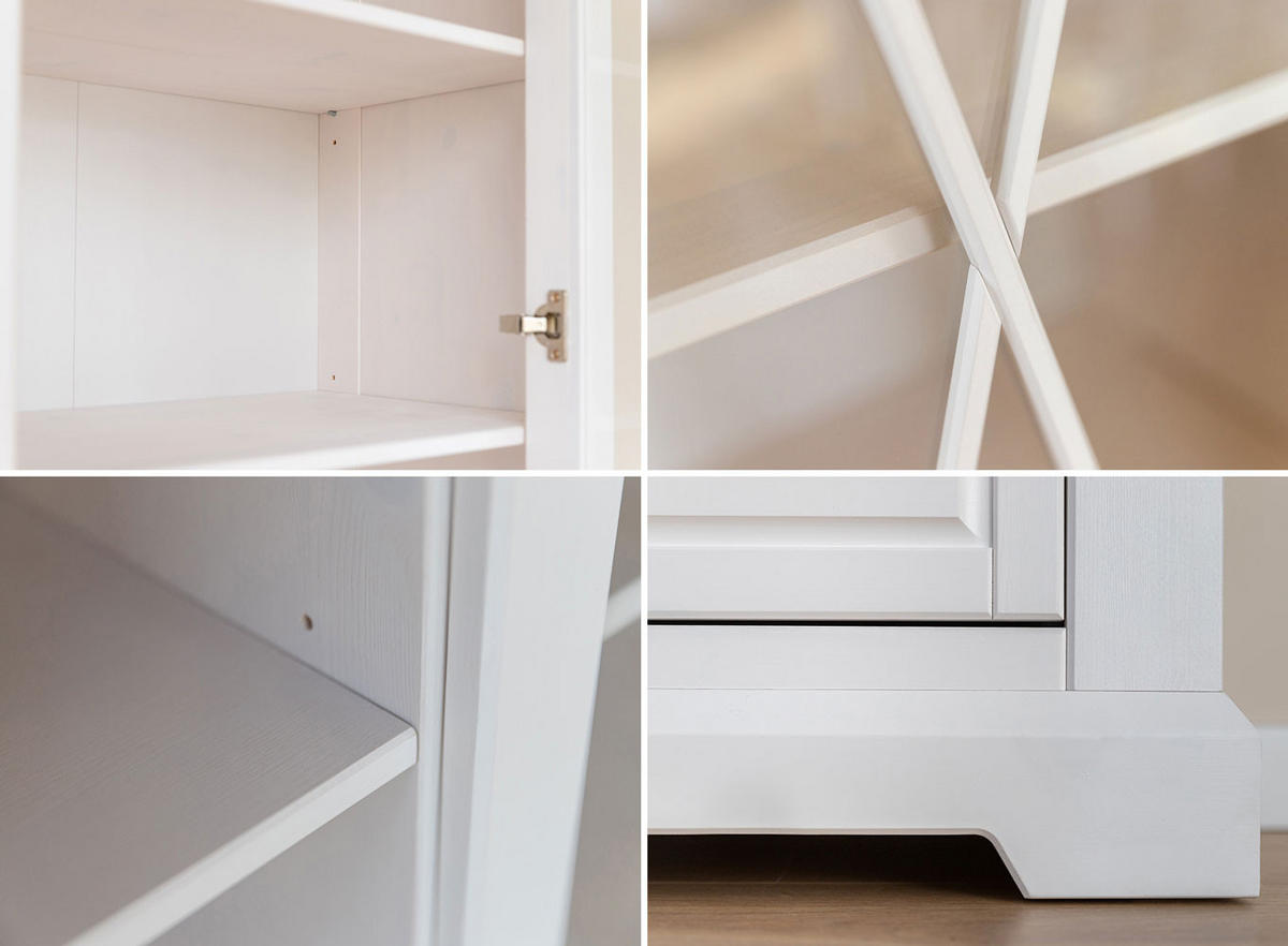 STANDVITRINE Marone Elite Weiß / Kiefer Tabak 95 / 41 / 140cm - Dunkelbraun/Weiß, Holz (95/140/41cm) - Feldmann-Wohnen