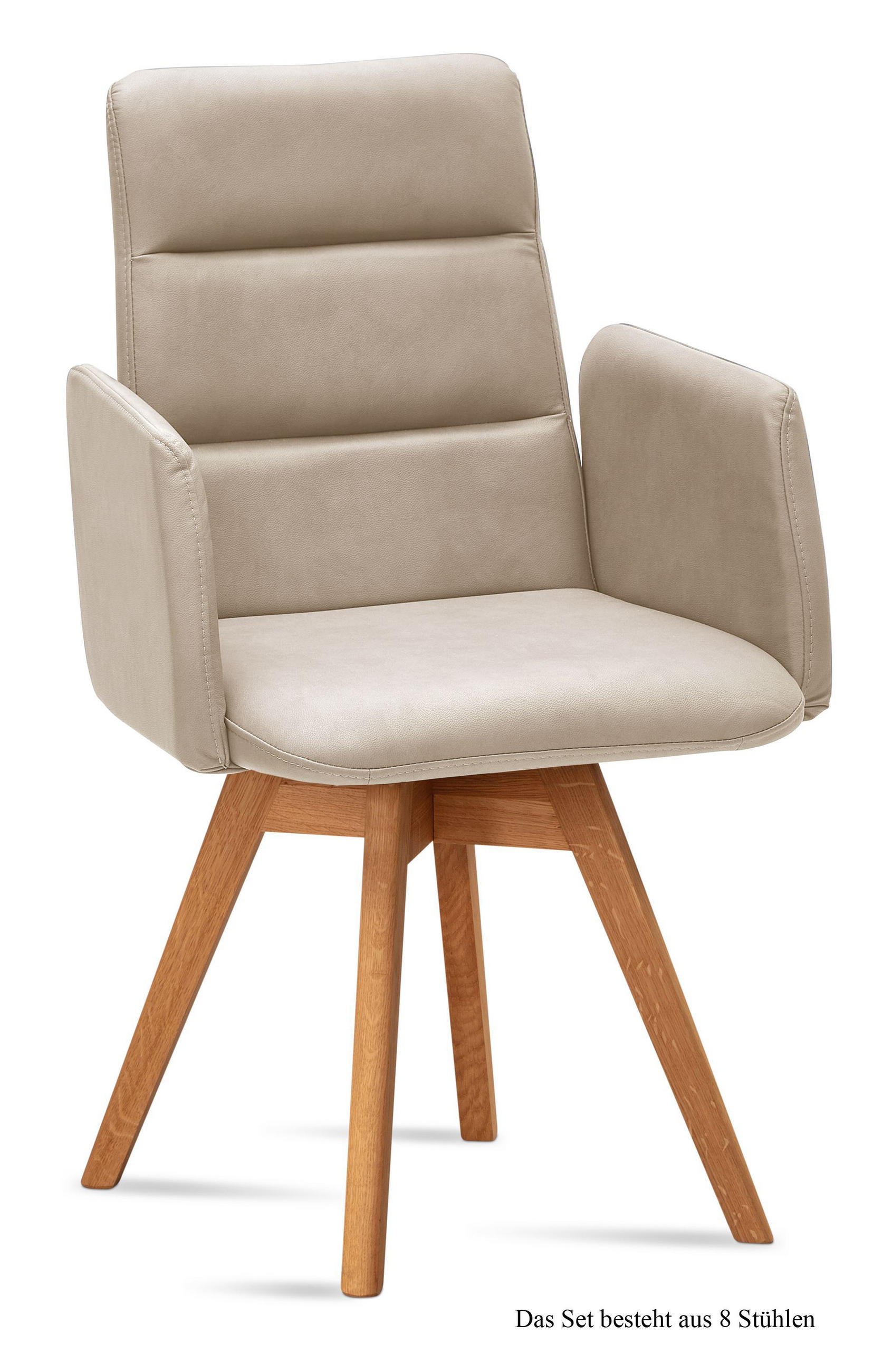ARMLEHNSTUHL drehbar (8er-Set) Dorit 52x92x60 Eiche geölt/Natur - Eichefarben/Naturfarben, Kunststoff (60/92/52cm) - 58aufmkessel