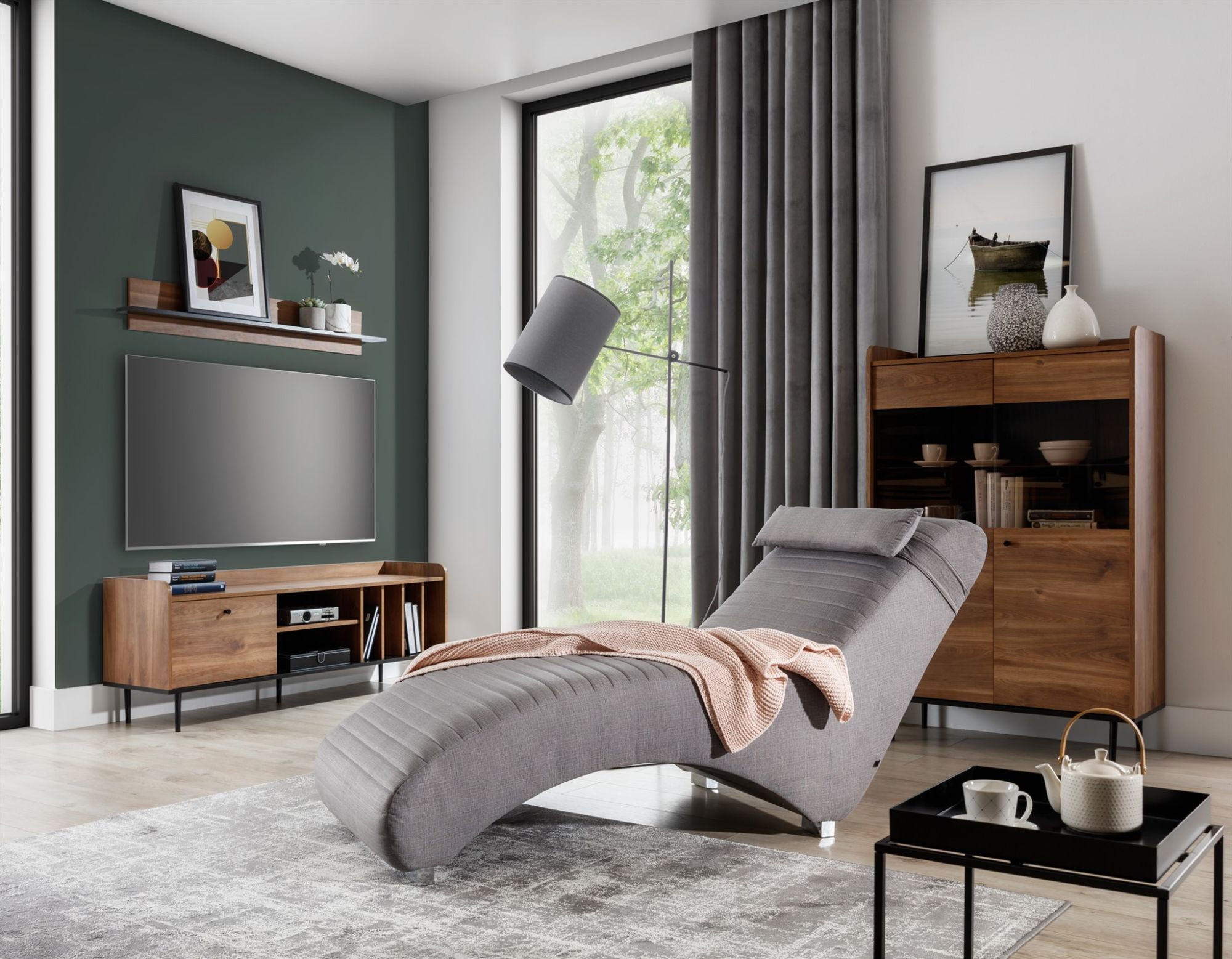 RELAXLIEGE Abramo In Lisbon - Grau, Holzwerkstoff/Textil (73/80/170cm) - Fun Möbel