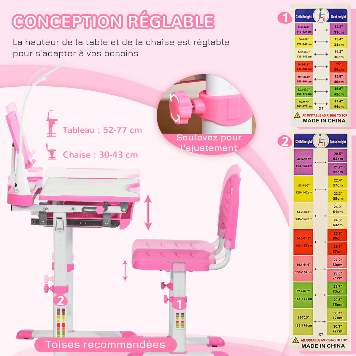 SCHREIBTISCH-SET DE-17538 Rosé - Pink, Metall (70/105/50cm) - ComfortXL