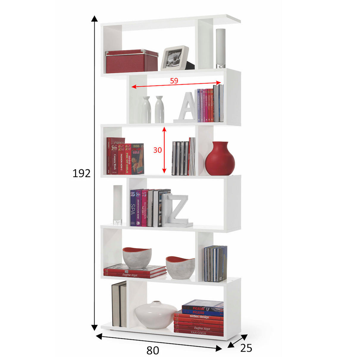 REGAL Bologna Weiß 12 Fächer - Weiß, Holzwerkstoff (80/192/25cm) - VS Venta-stock