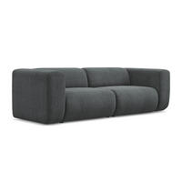 3-SITZER SOFA Chenille Stoff Grau - Schwarz/Graphitfarben, Kunststoff/Textil (228/70/89cm) - Makamii
