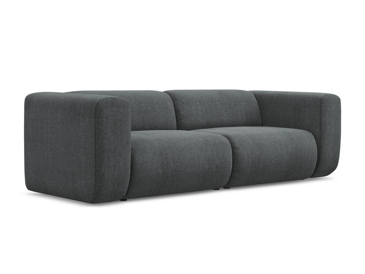 3-SITZER SOFA Chenille Stoff Grau - Schwarz/Graphitfarben, Kunststoff/Textil (228/70/89cm) - Makamii