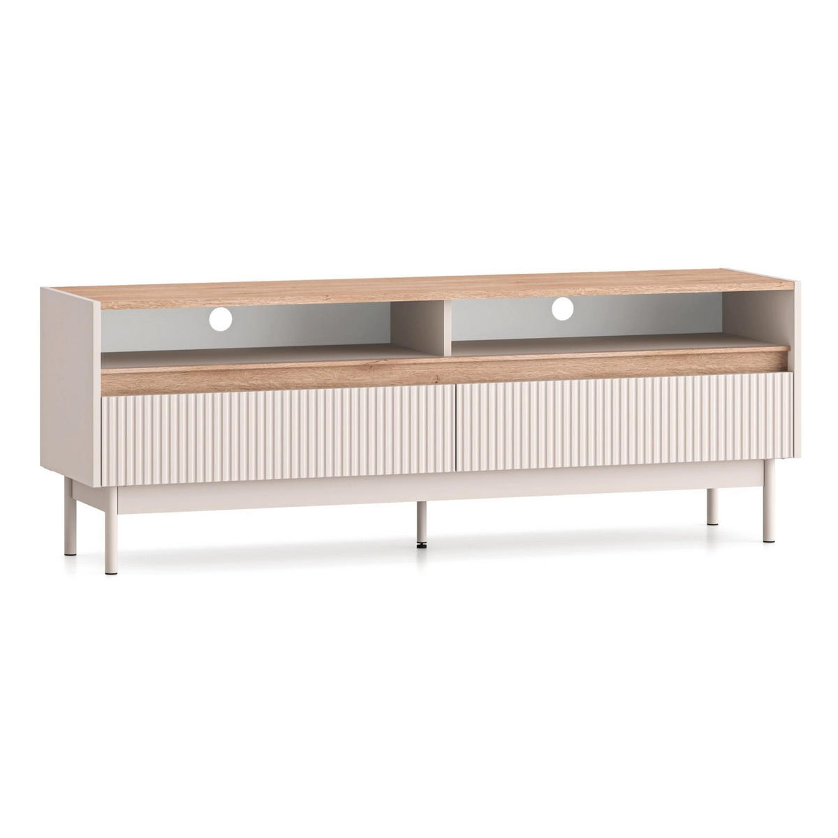 TV-LOWBOARD Dunea Kaschmirgrau/Eichenholzoptik 154/40/55 cm - Taupe/Beige, Holzwerkstoff/Metall (154/55/40cm) - Selsey