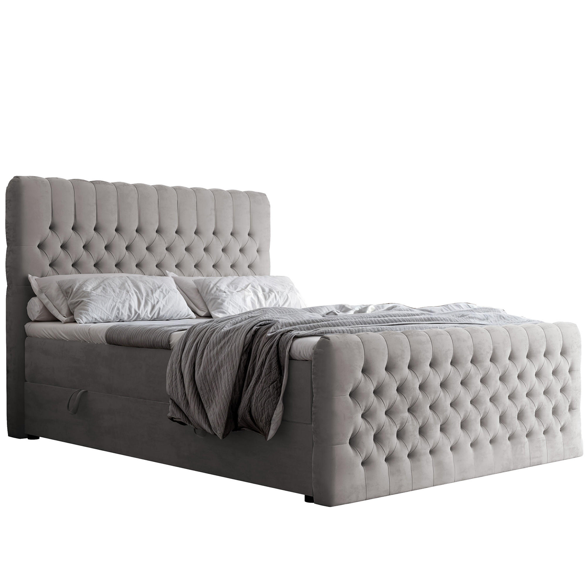 BOXBETT 200x200 cm mit Topper - Grau, Holzwerkstoff/Textil (200/200cm) - Idohome