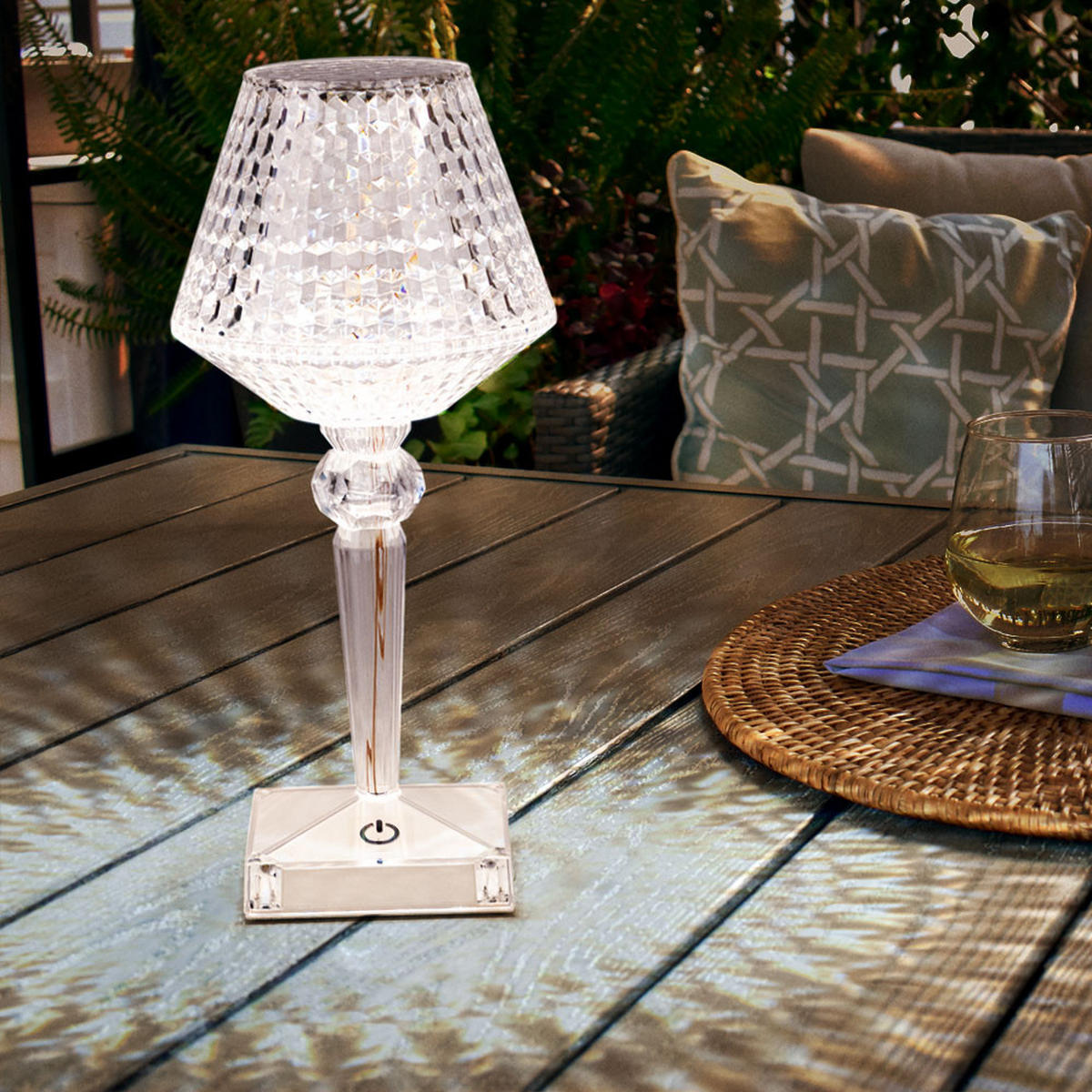 LED TISCHLEUCHTE Kunststoff Kristalloptik Klar - Klar, Kunststoff (12/12/26cm) - Globo Lighting