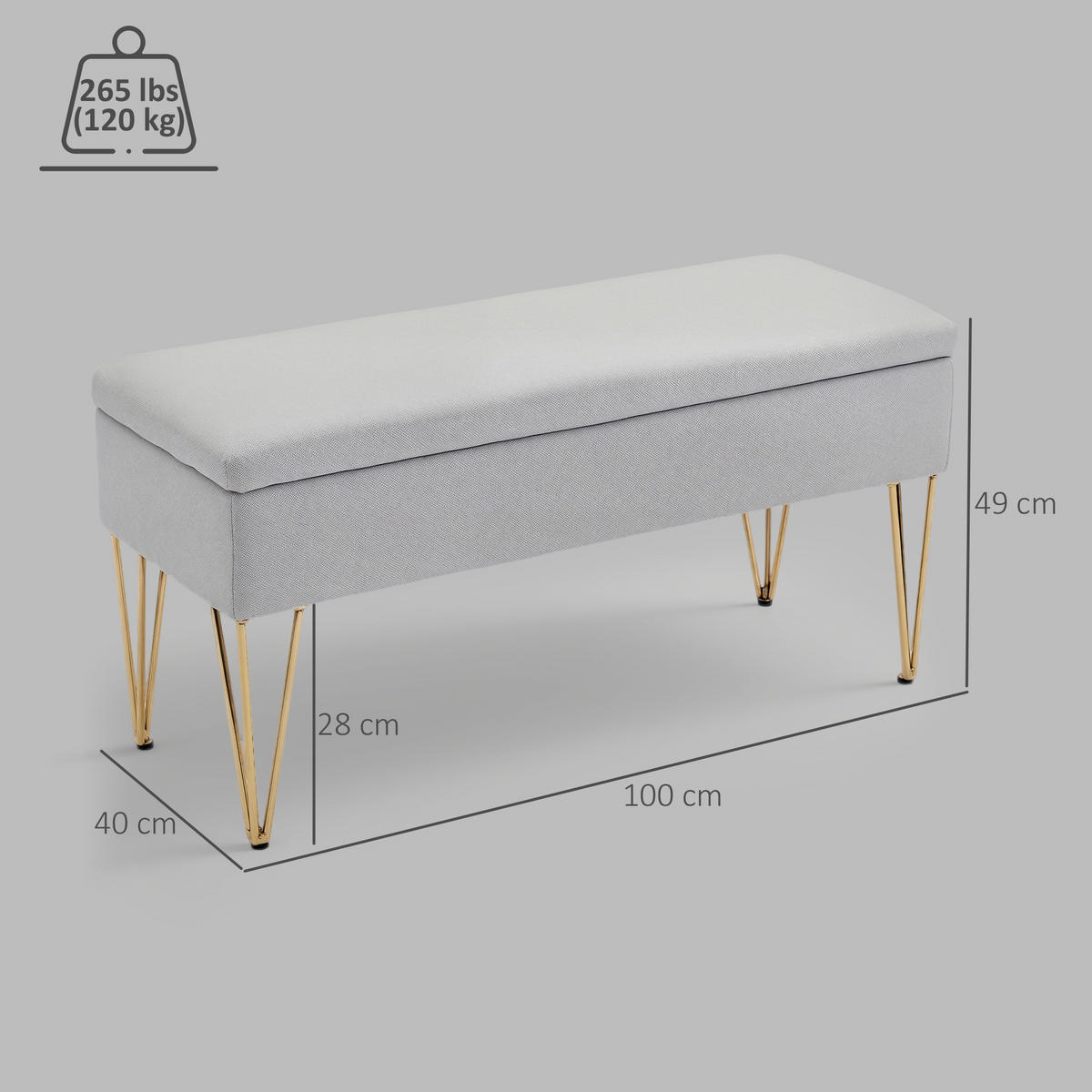 SITZBÄNKE Hellgrau 1 Stück - Hellgrau, Kunststoff (100/49/40cm) - GiPP