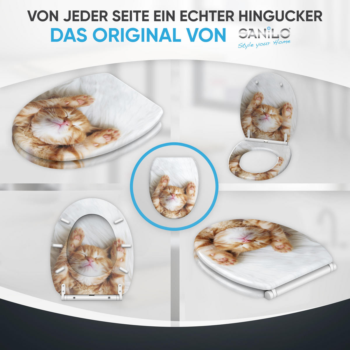 WC-SITZ mit Absenkautomatik & Top Fix Lilly - Braun, Holzwerkstoff (37.7/5.5/48cm) - Sanilo