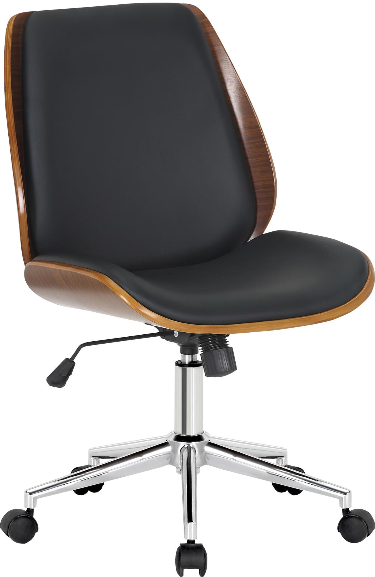 DREHSTUHL Lederlook Walnuss/Schwarz - Chromfarben/Walnussfarben, Textil/Metall (49.5/90/57cm) - CLP