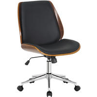 DREHSTUHL Lederlook Walnuss/Schwarz - Chromfarben/Walnussfarben, Textil/Metall (49.5/90/57cm) - CLP