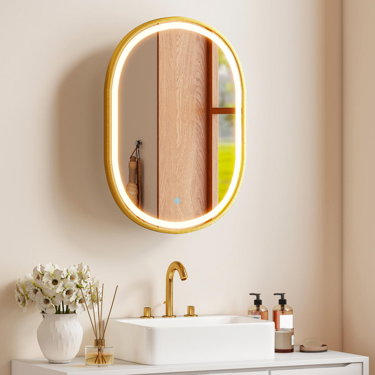 SPIEGELSCHRANK, beschlagfrei, 50 x 14,5 x 70 cm ,gold - Goldfarben, Glas (50/70/14.5cm) - Vallsero