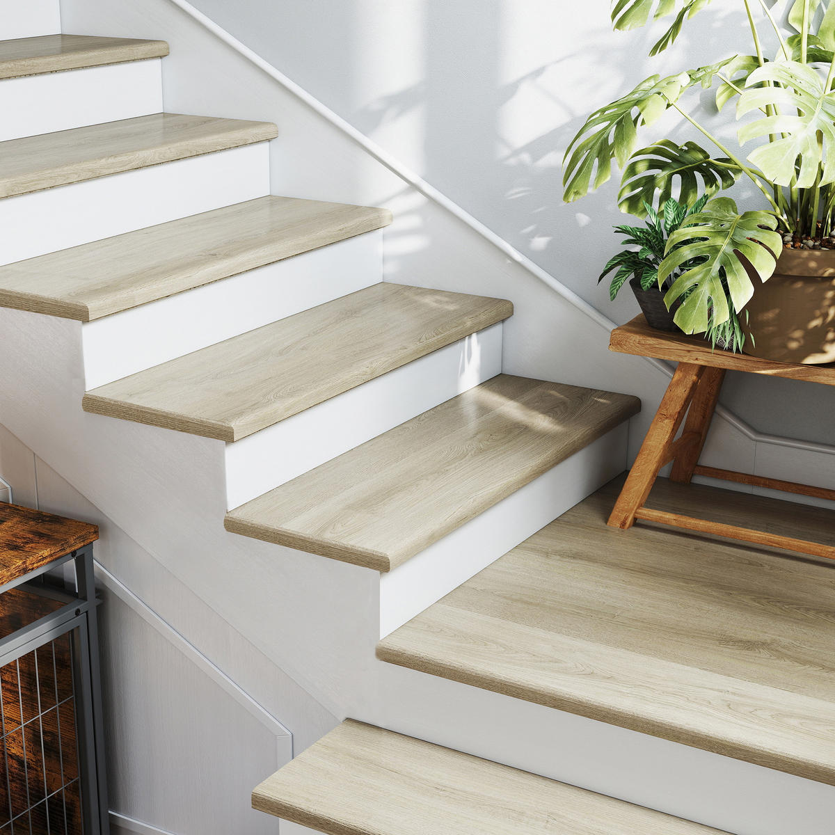 TREPPENVERKLEIDUNG-SET 2 TLG. Bunschoten - Hellbraun, Kunststoff (120/32cm) - NEU.HOLZ