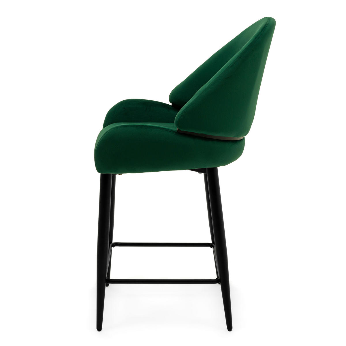 BARHOCKER BERGAMO gepolsterter mit Steppung - grün - Samt Velour - Schwarz/Grün, Textil/Metall (56/106/61cm) - NEW HOME