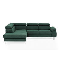 ECKSOFA mit Schlaffunktion und Bettkasten - Chromfarben/Grün, Holz/Textil (249/207cm) - Cotta