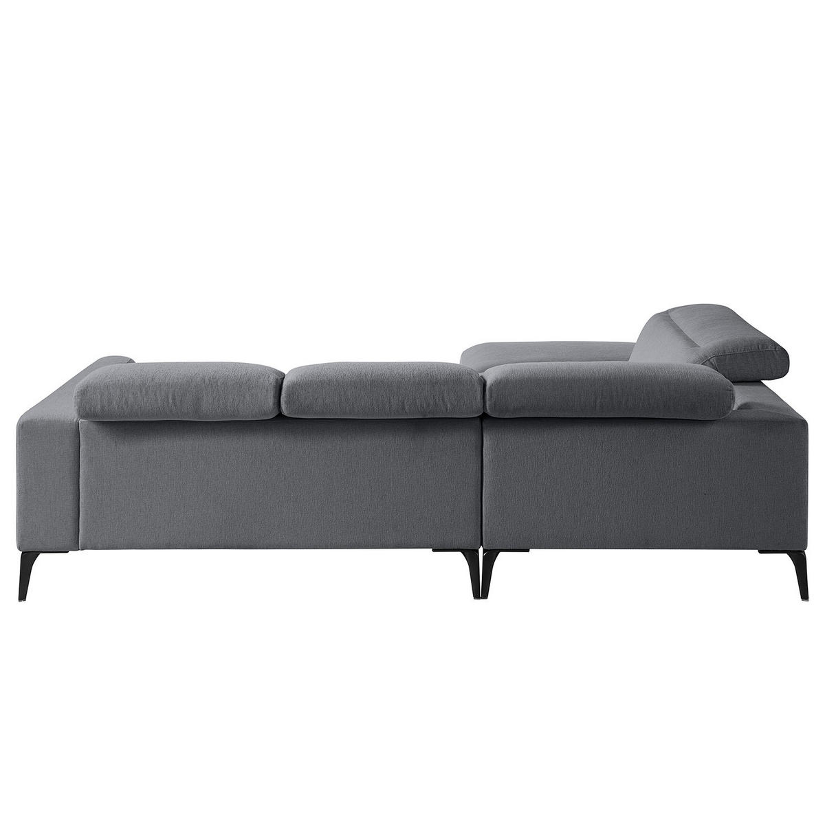 ECKSOFA mit Ottomane - Schwarz/Grau, Textil/Metall (263/238cm) - home24