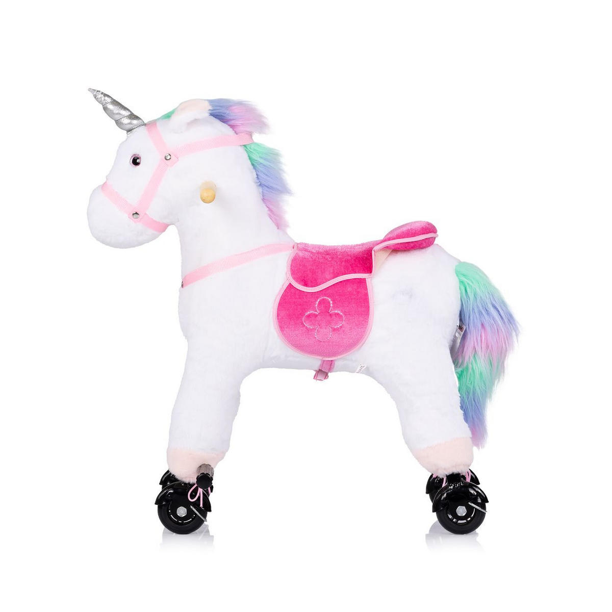 RUTSCHER Einhorn Sound Rollen weiß Plüsch Reitspielzeug Rollpferd Griffe - Weiß, Textil (66/28/54cm) - Chipolino