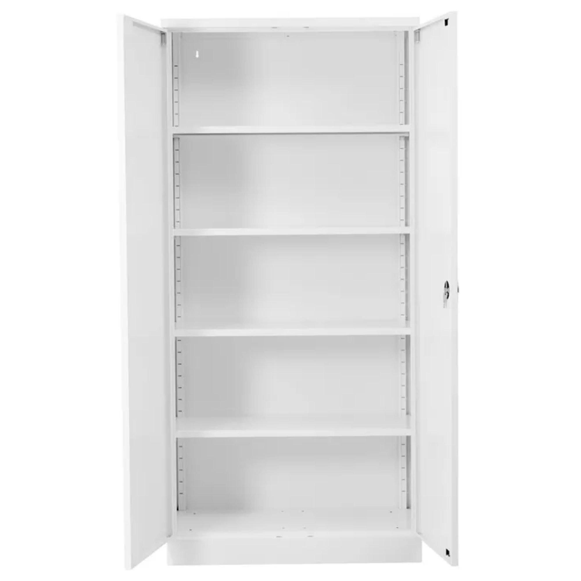 STAHLSCHRANK Bee mit 8 lackierten Fachböden 195x92x60 cm Korpusfarbe Verkehrsweiß Frontfarbe Verkehrsweiß - Weiß, Metall (92/195/60cm)
