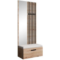 GARDEROBE Margaret II 81/203/43 mit Lamellen und Spiegel - Schwarz/Eiche Artisan, Holzwerkstoff/Kunststoff (81/203/43cm) - Beautysofa