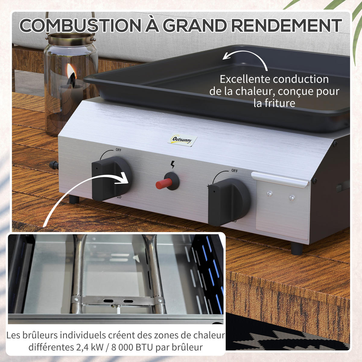 PLANCHA DE-18613 2 Brenner, 4,8 kW, transportabel - Silberfarben, Metall (44.5/19/44cm) - ComfortXL