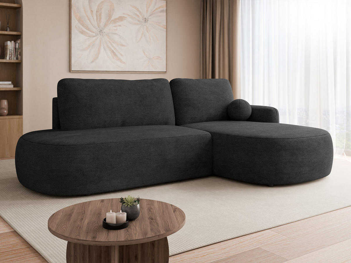 ECKSOFA Loridu O, Seite: Rechts - Anthrazit/Schwarz, Holz/Kunststoff (274/174cm) - MIRJAN24