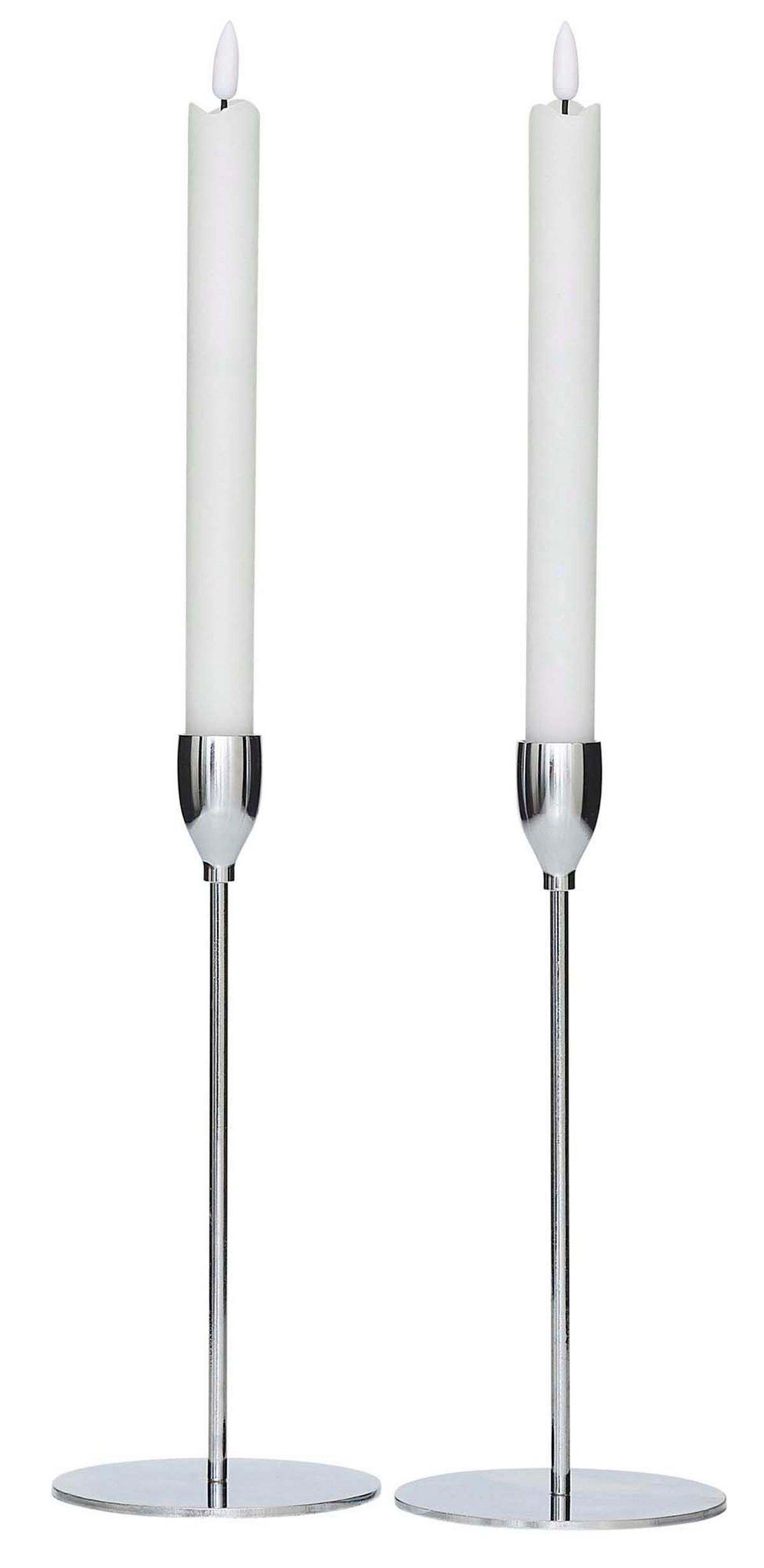 LED-ECHTWACHS-KERZEN - warmweiß mit Pustfunktion und Ständer für romantische Tischdeko - Weiß, Kunststoff (10/10/23cm) - Northpoint