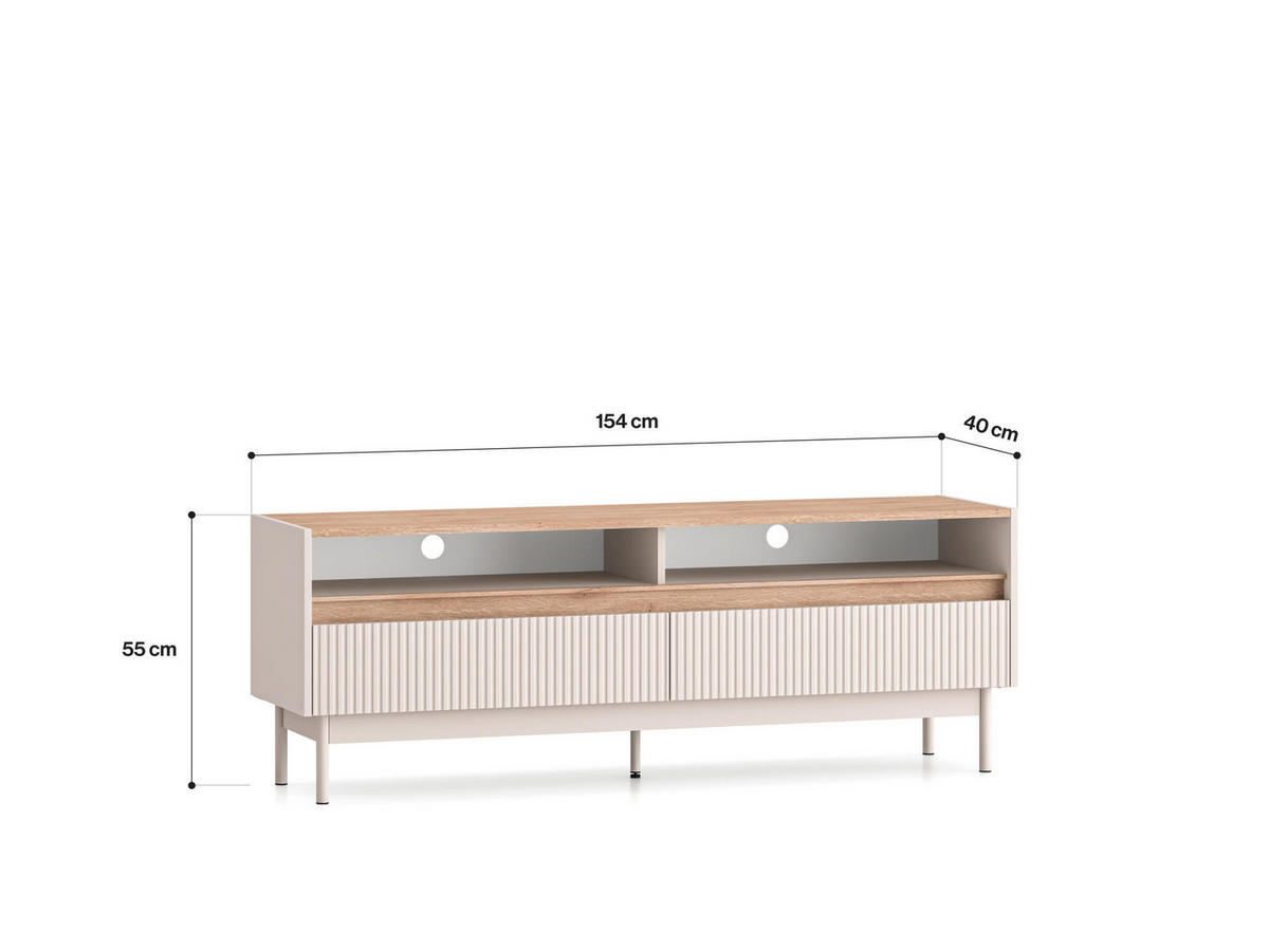 TV-LOWBOARD DUNEA Beige 154x40x55 cm - Beige, Holzwerkstoff (154/55/40cm) - FURNLUX