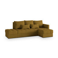 ECKSOFA LUMARI R-S Gelb Plüsch-Stoff mit Schlaffunktion - Gelb, Holz (262/143cm) - MASSENO
