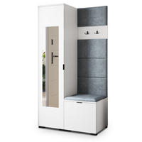 GARDEROBENSCHRANK VIRA 95/181/51 cm Modern Garderobe-Set Weiß - Weiß/Grau, Holzwerkstoff (95/181/51cm) - MASSENO