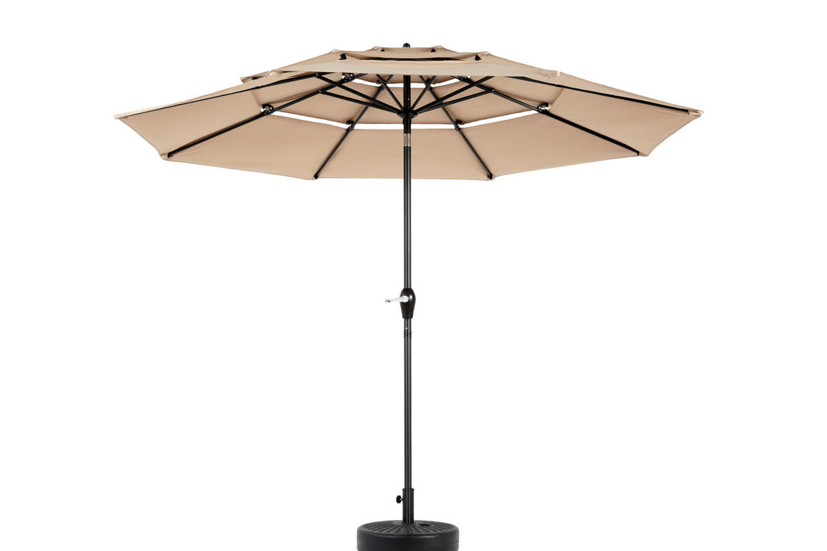 SONNENSCHIRM 294/294/250 cm Khaki (Keine Basis) - Sandfarben, Metall (294/294cm) - Oxeza