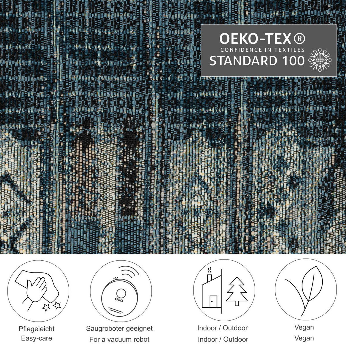 OUTDOORTEPPICH Aurora 60x100 cm - Blau, Textil (60/100cm) - Gino Falcone
