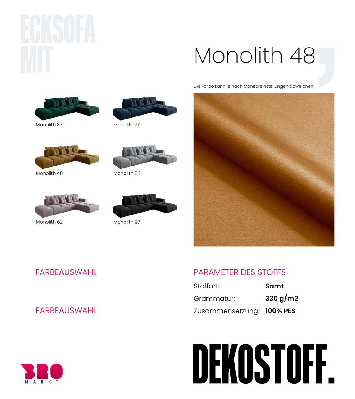 ECKSOFA mit Schlaffunktion RAMIRO Gelb - Gelb, Textil (325/185cm)