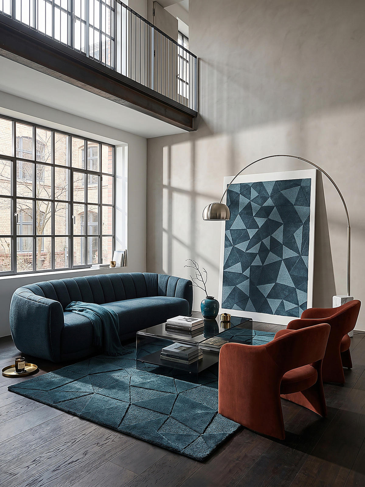 WOLLTEPPICH DEBEN, geometrisch, Petrol, 200 x 290 cm - Blau, Textil (290/200cm) - KADIMA DESIGN