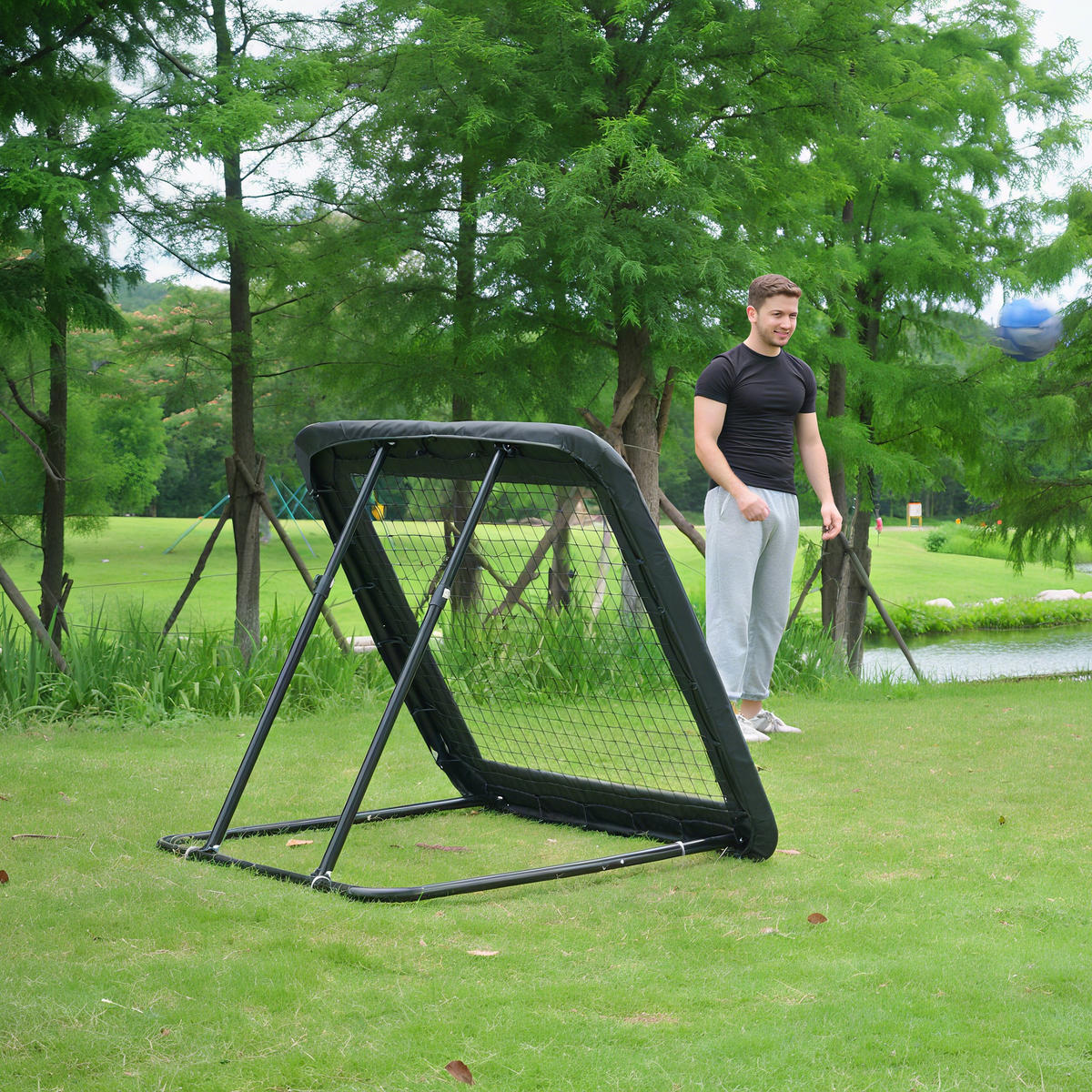 REBOUNDER für Fussball DE-10419 Schwarz - Schwarz, Metall (118/128cm) - ComfortXL