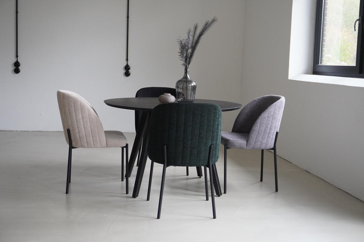 STUHL Kris bouclé grün - Schwarz/Grün, Textil/Metall (53/84/53cm) - INKA furniture