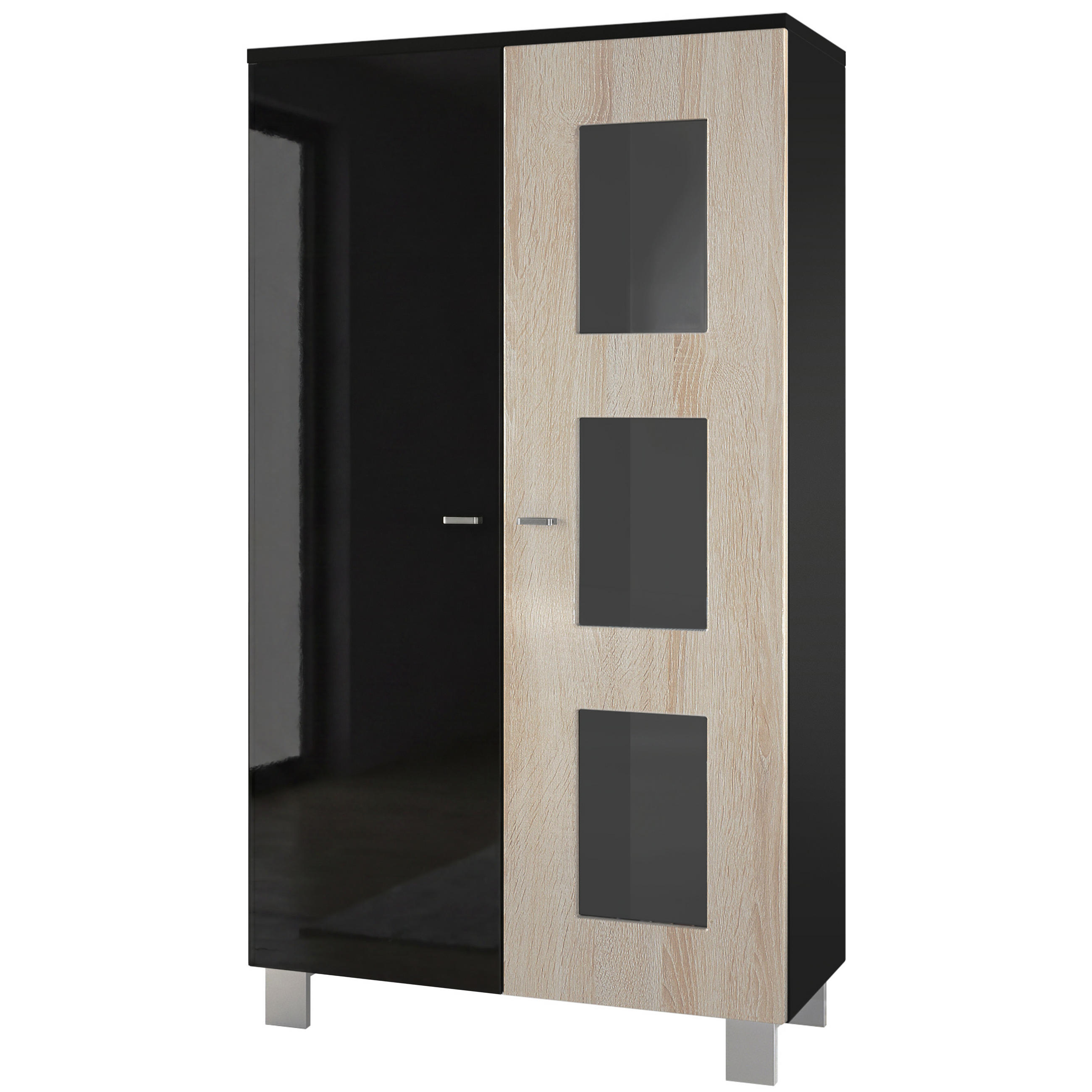 VITRINE Denjo Tür in Eiche sägerau - Eiche San Remo, Holzwerkstoff (71/129/35cm) - Vladon