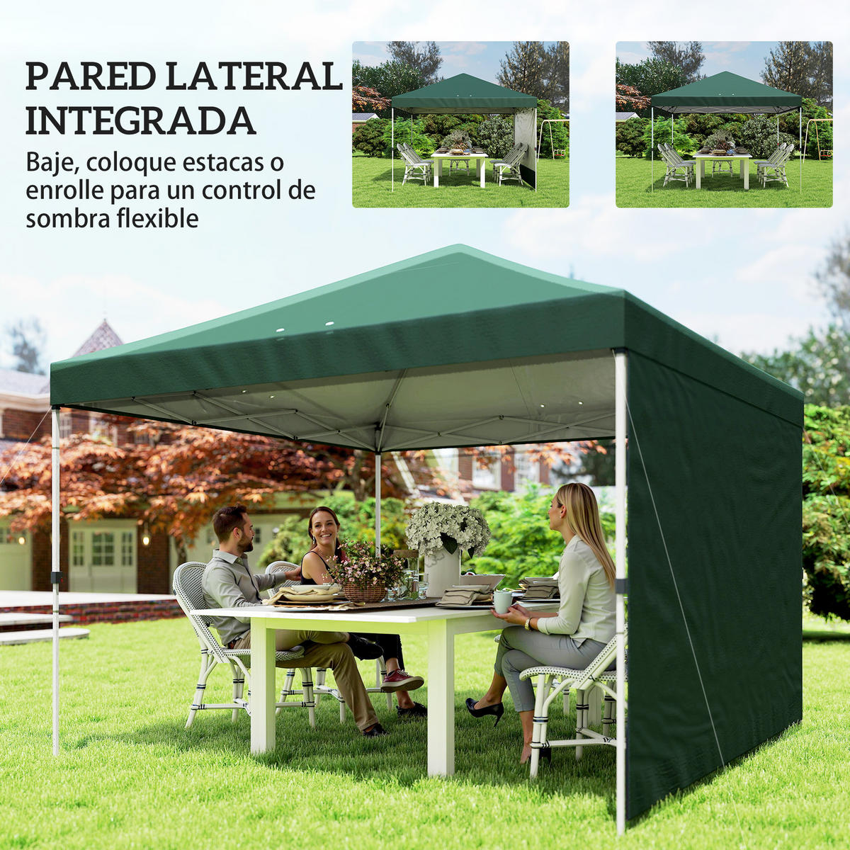 POP-UP-FALTZELT, 3×3m, grün - Dunkelgrün, Textil (293/270/293cm) - Vallsero